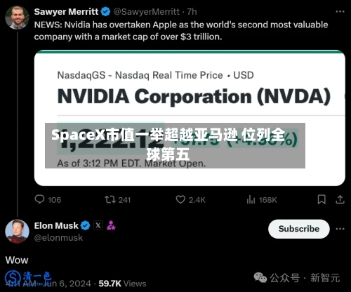 SpaceX市值一举超越亚马逊 位列全球第五