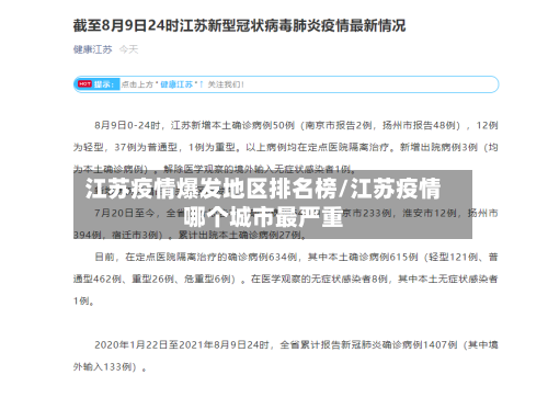 江苏疫情爆发地区排名榜/江苏疫情哪个城市最严重