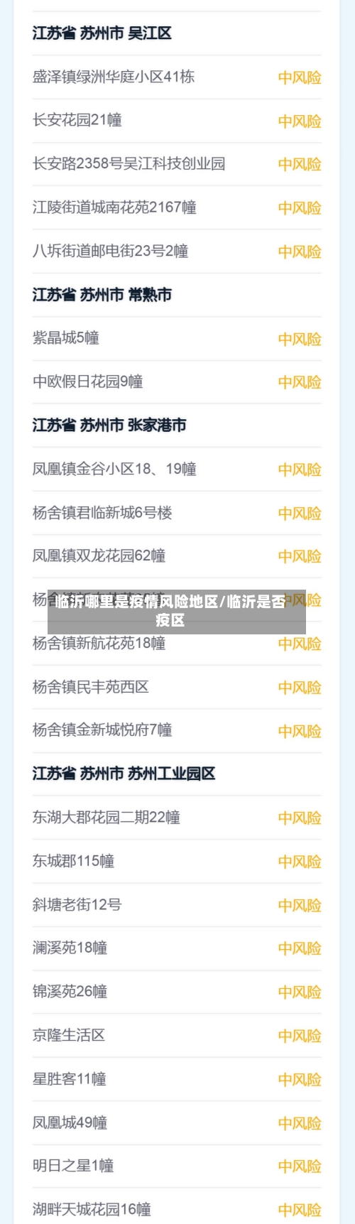 临沂哪里是疫情风险地区/临沂是否疫区