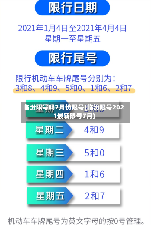 临汾限号吗7月份限号(临汾限号2021最新限号7月)