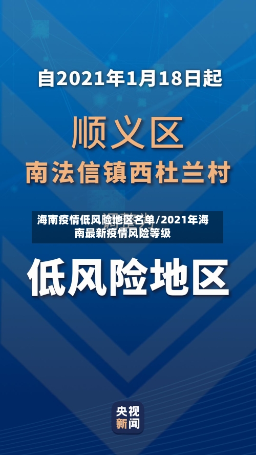 海南疫情低风险地区名单/2021年海南最新疫情风险等级