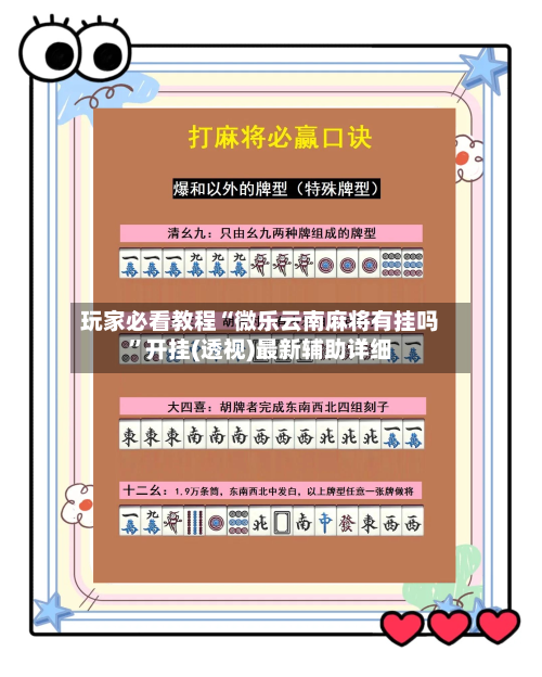 玩家必看教程“微乐云南麻将有挂吗”开挂(透视)最新辅助详细