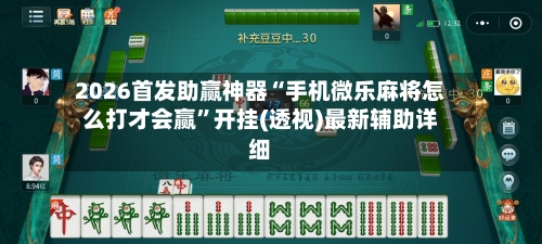 2026首发助赢神器“手机微乐麻将怎么打才会赢”开挂(透视)最新辅助详细