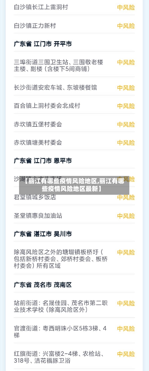 【丽江有哪些疫情风险地区,丽江有哪些疫情风险地区最新】
